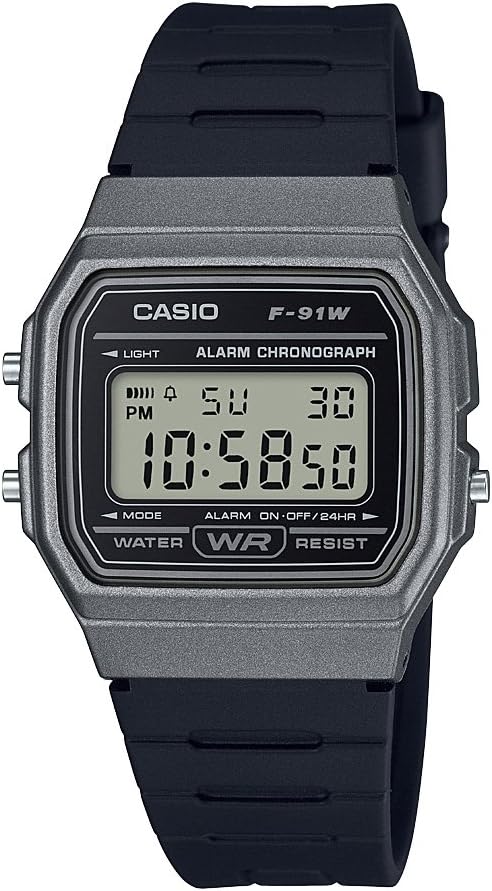 F91W Series | Digital Watch | Water Resistant | LED Light | 1/100 SEC Stopwatch | Regular Time Keeping (HR, Min, SEC, PM, Date, Day) | Daily Alarm | Lightweight | 7 Year Battery